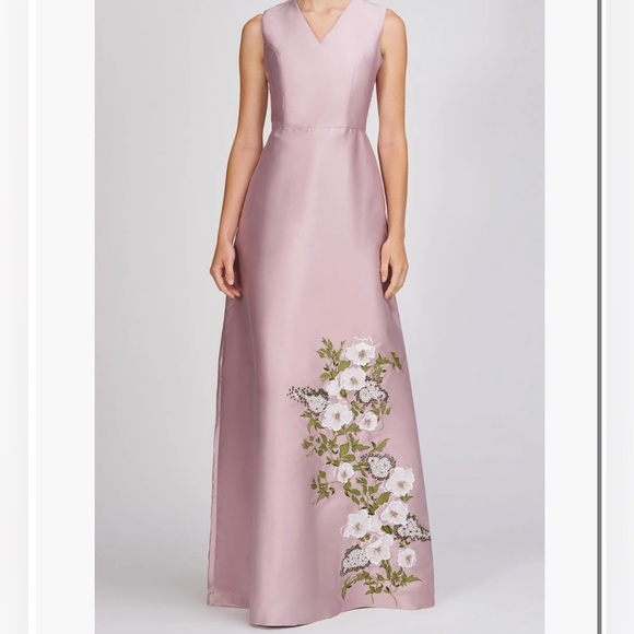 Kay Unger Aurelia Floral Sleeveless Taffeta Gown - Picture 4 of 13